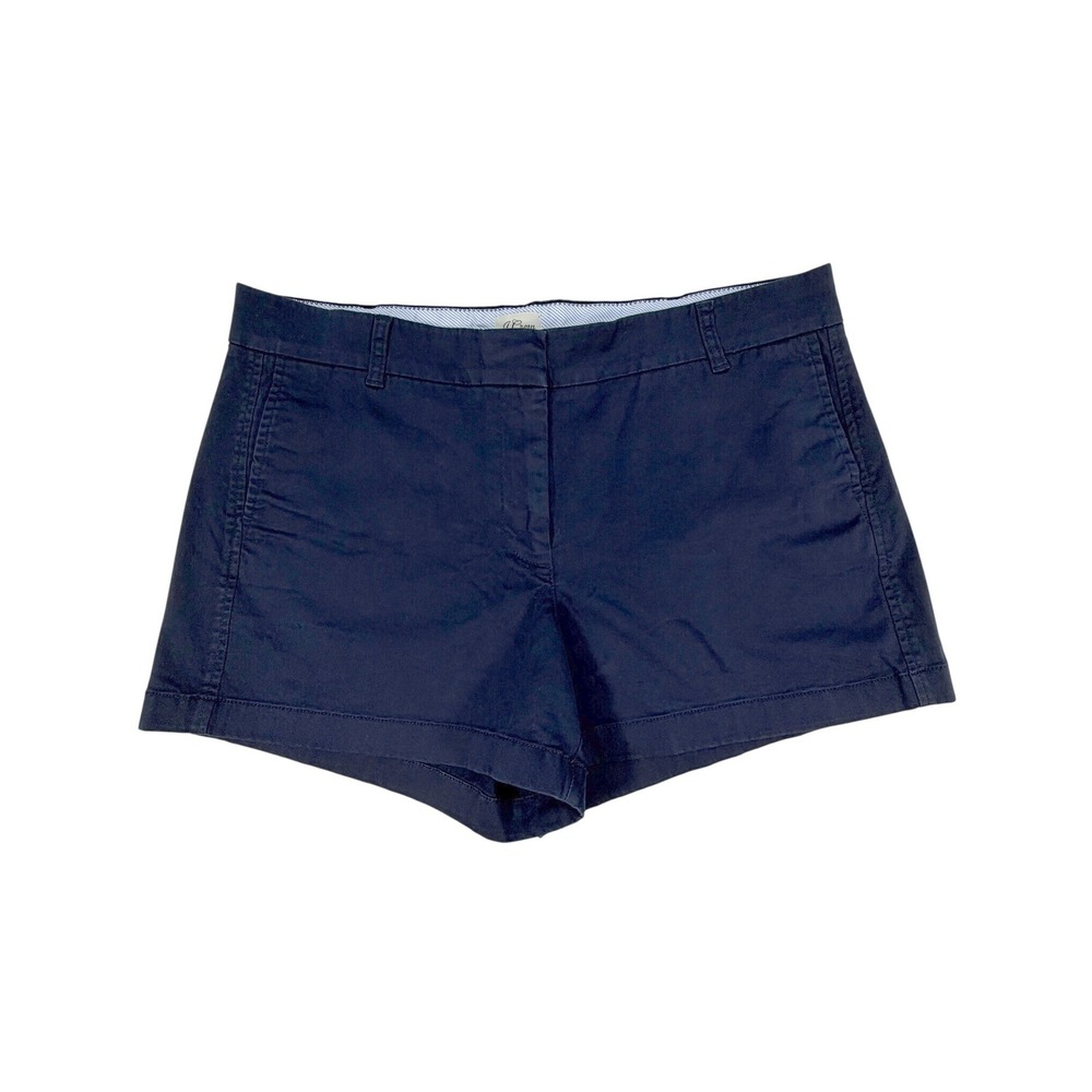 J.Crew Navy Blue Chino Shorts Women Size 14 Stretch Cotton Casual Classic